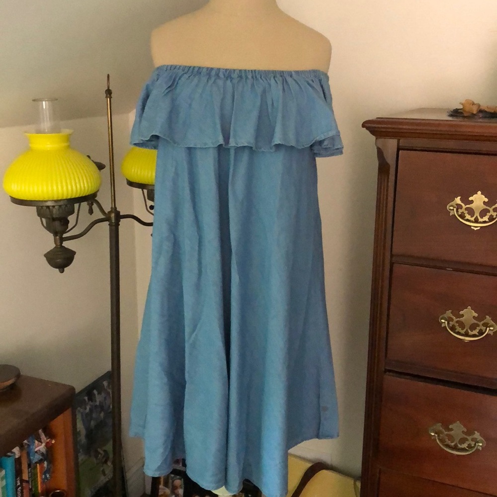 Off the shoulder denim dress